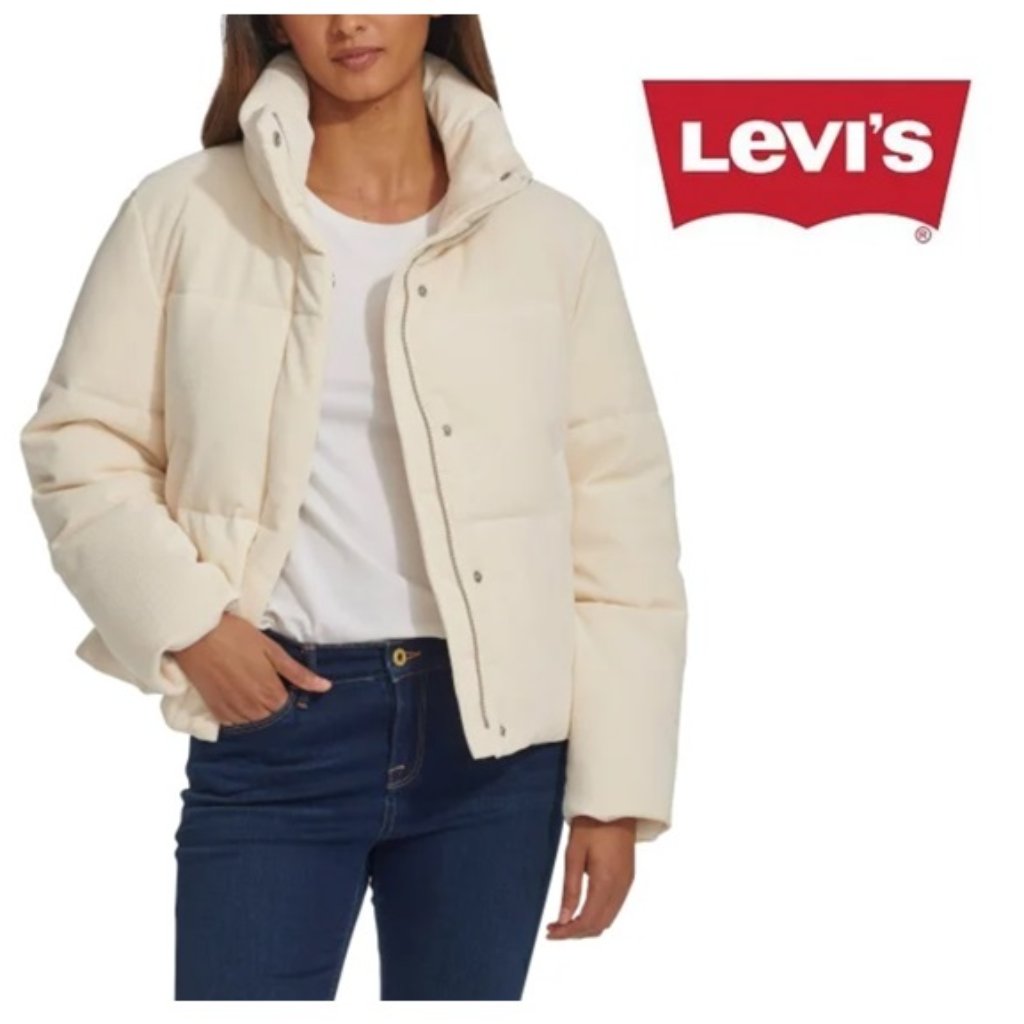 Nwt Levi's Ladies' Corded Puffer Jacket, Cream